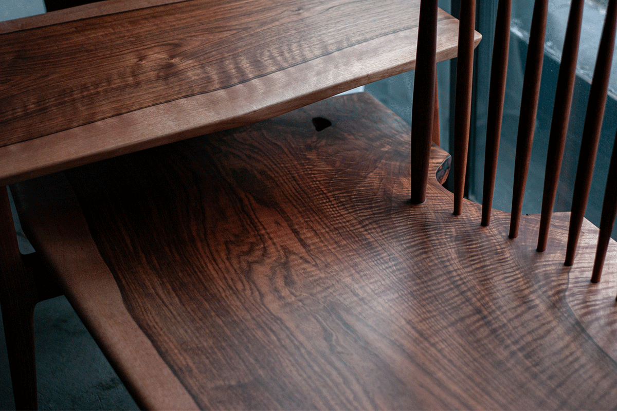 Solid European walnut bench