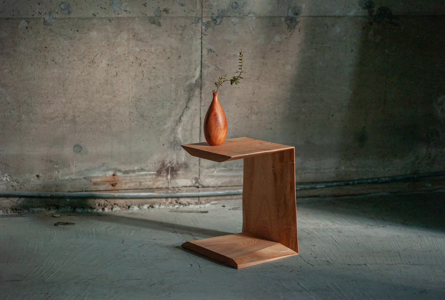 Solid wood side table made of ash