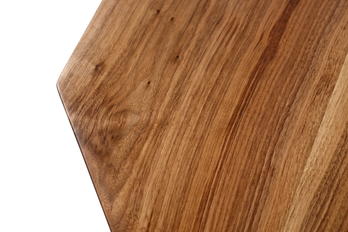 Octagonal low table featuring intense wood grain and white stripes φ900 3475