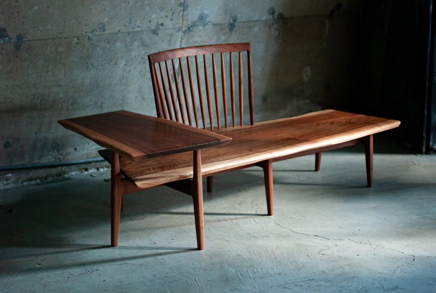 Solid European walnut bench