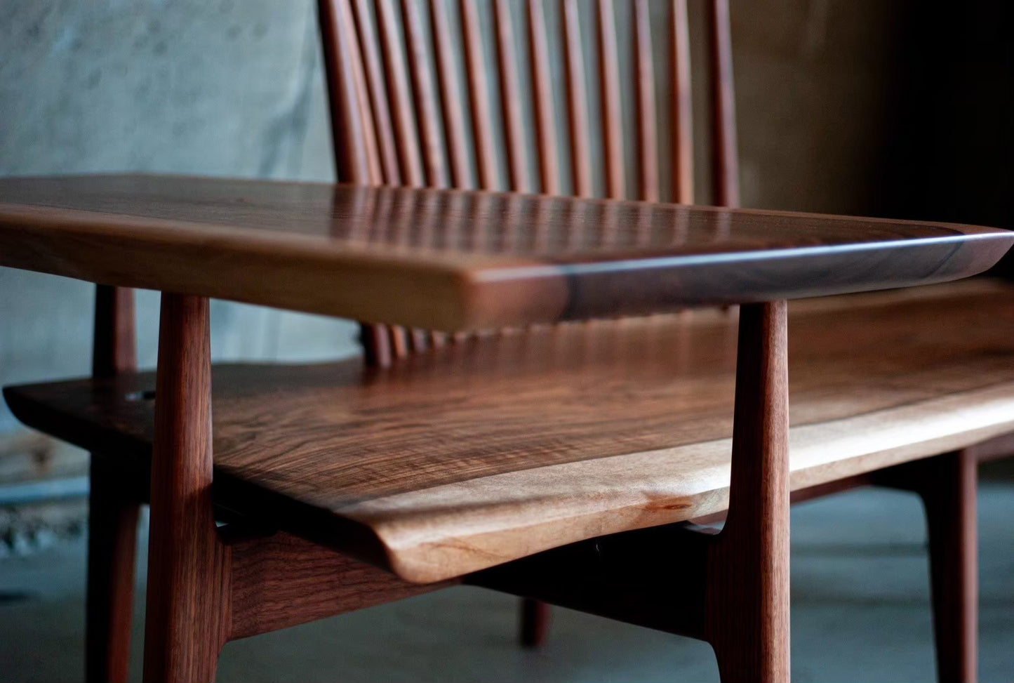 Solid European walnut bench
